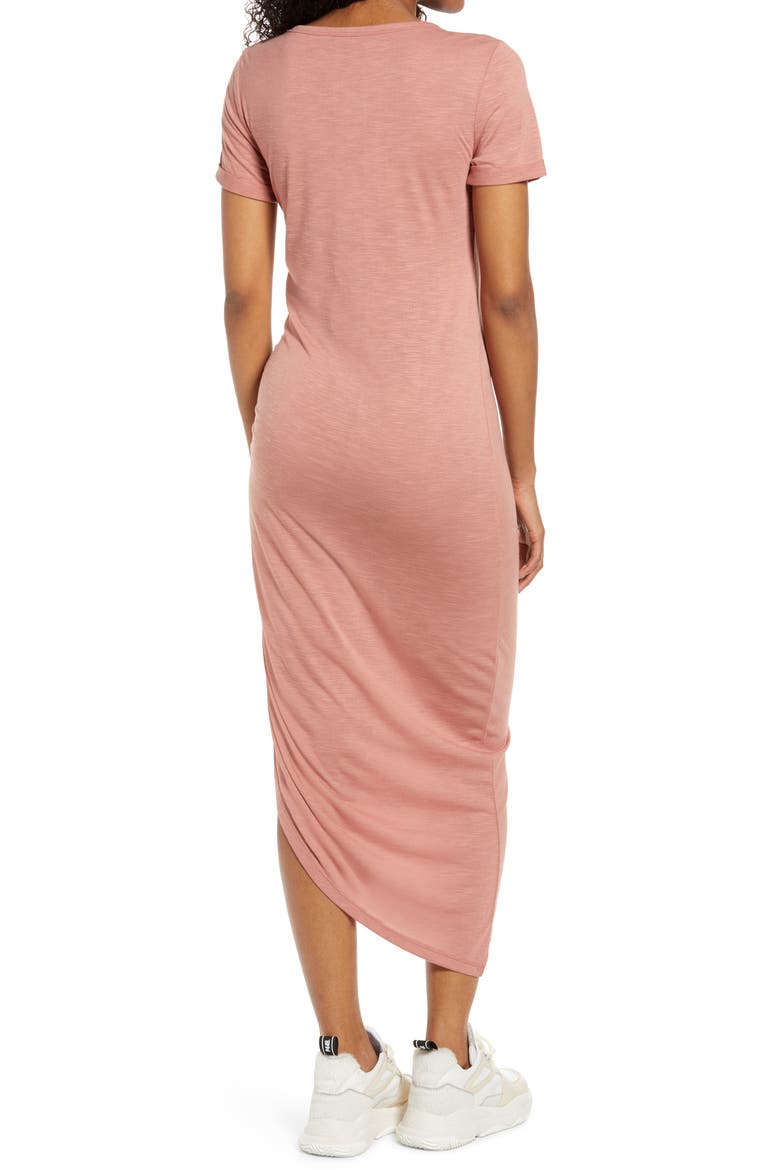 Jenny Asymmetrical Ruched T-Shirt Dress, Alternate, color, OLD ROSE