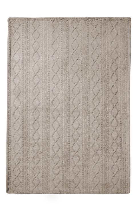 Cable Knit Faux Fur Throw