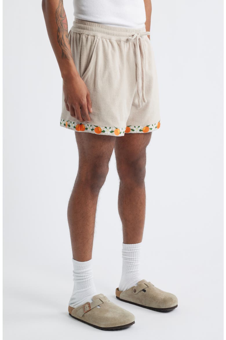 Orange Terry Cloth Shorts, Alternate, color, TAN/ ORANGE MULTI