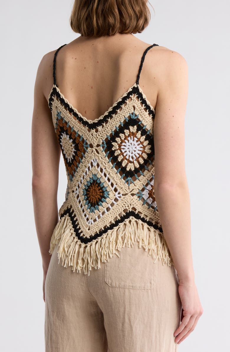 Elan Crochet Fringe Hem Cover-Up Tank, Alternate, color, Natural Multi