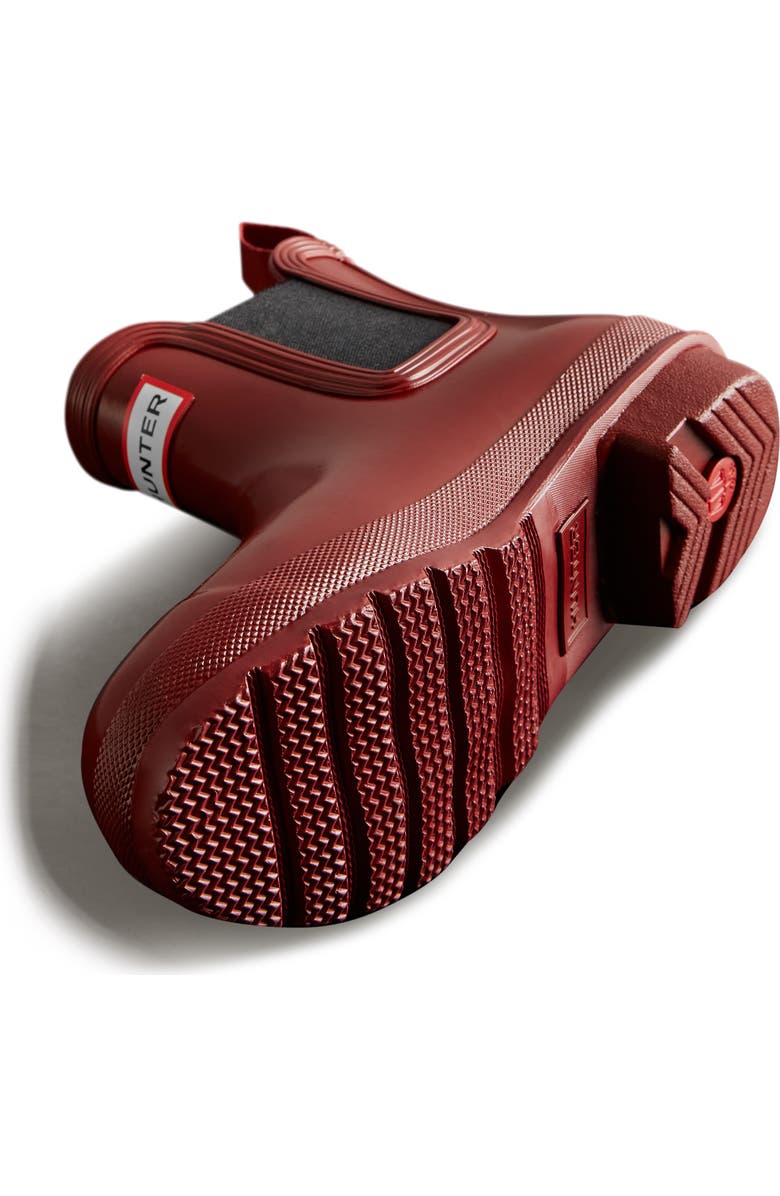 Hunter Original Gloss Waterproof Chelsea Boot, Alternate, color, Fall Red/ Black