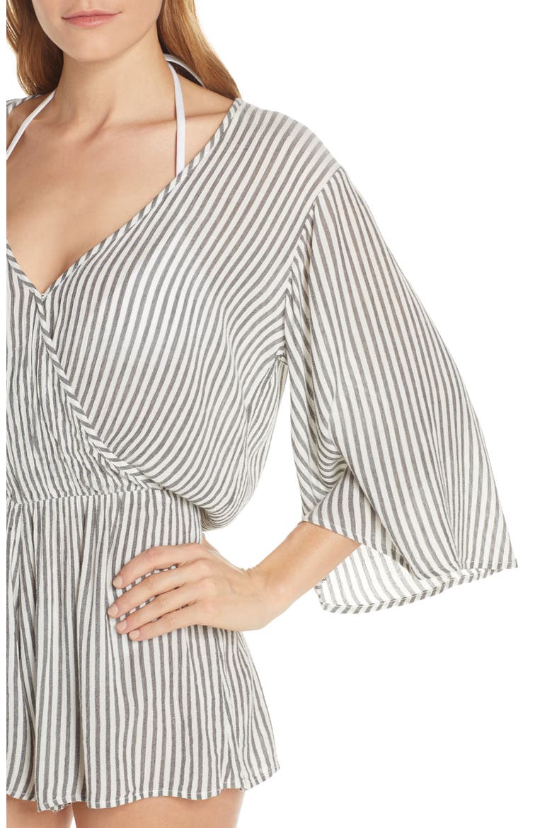 Stripe Cover-Up Romper (Nordstrom Exclusive), Alternate, color, CHARCOAL/ WHITE STRIPE
