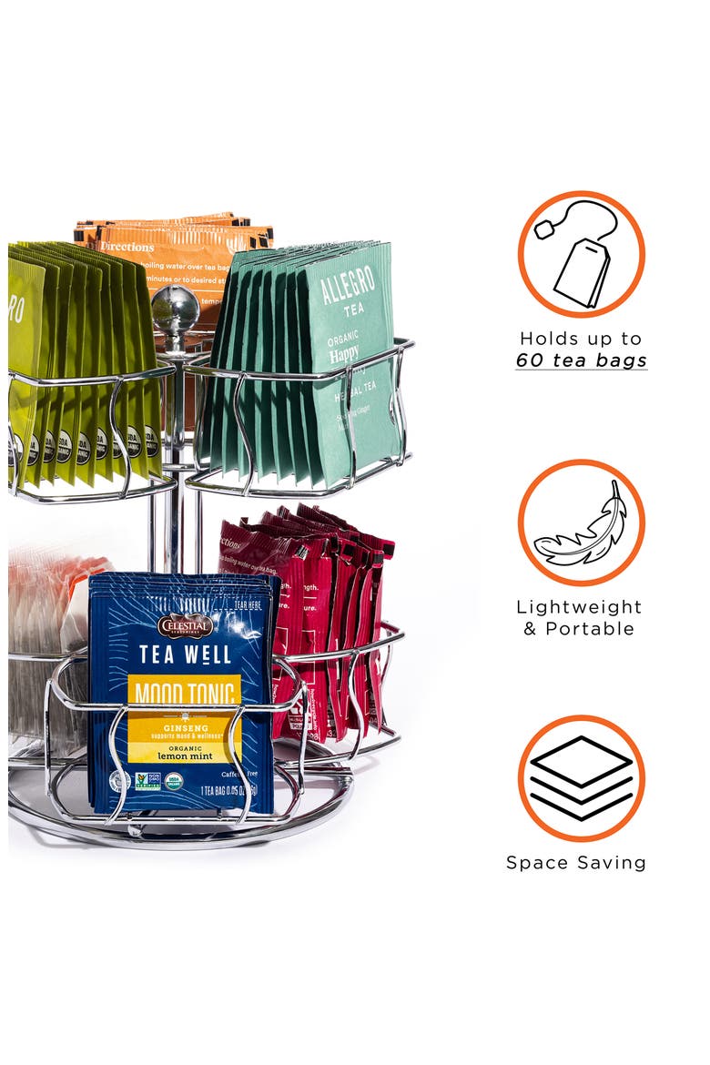 2-Tier Tea Bag Organizer, Alternate, color, SILVER