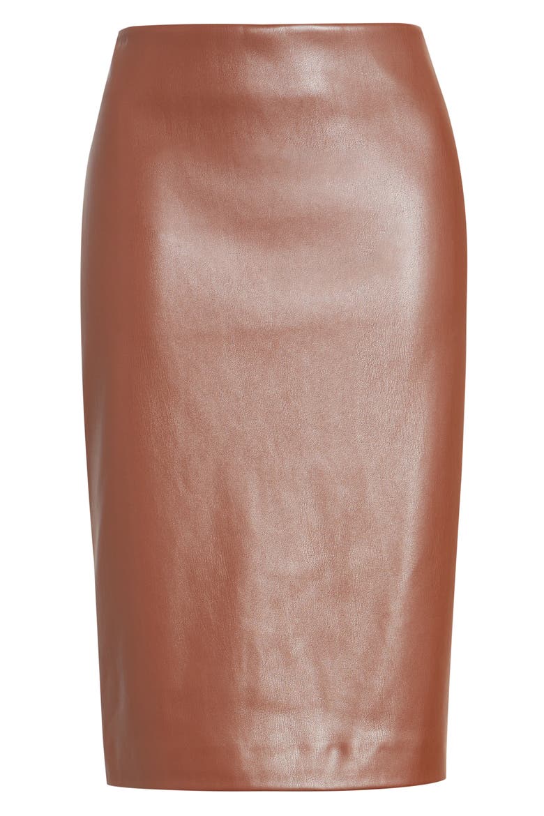 Skinny Faux Leather Pencil Skirt, Alternate, color, CHESTNUT