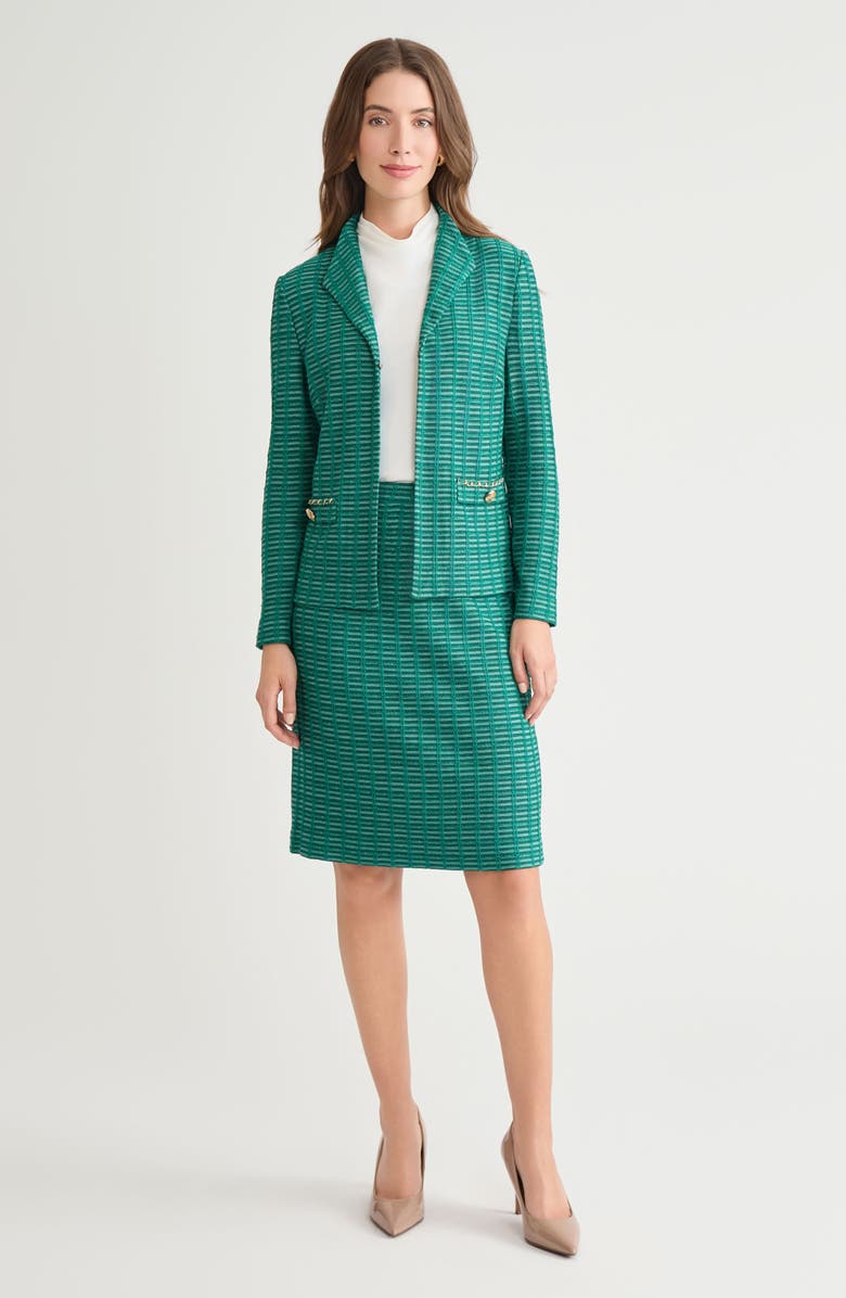 Ming Wang Chain Detail Ottoman Knit Jacket, Alternate, color, Everest/ Black/ Ivory