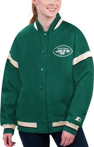 STARTER Women's Starter Green New York Jets Tournament Full-Snap Varsity Jacket