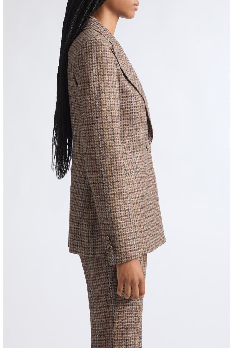 Leiva Check Wool & Silk Jacket, Alternate, color, CAMEL MULTI