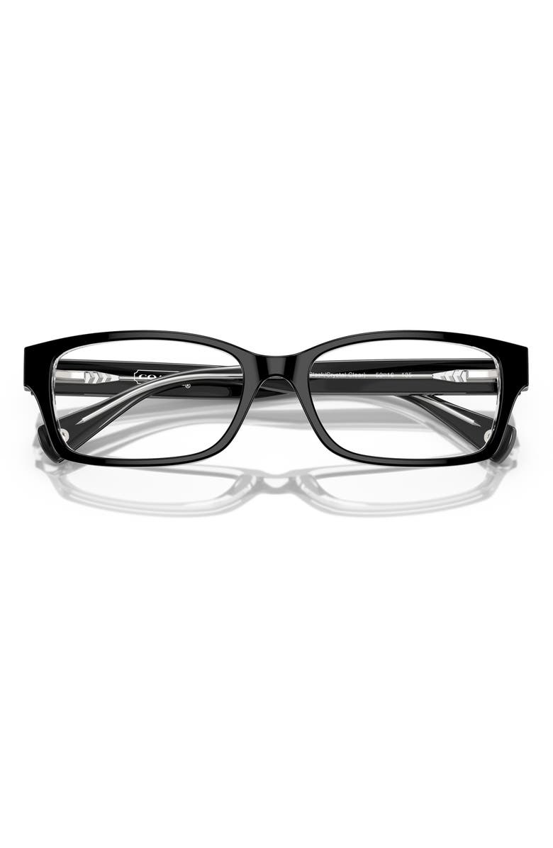 COACH 52mm Rectangular Optical Glasses, Alternate, color, Black / Crystal Clear / Demo