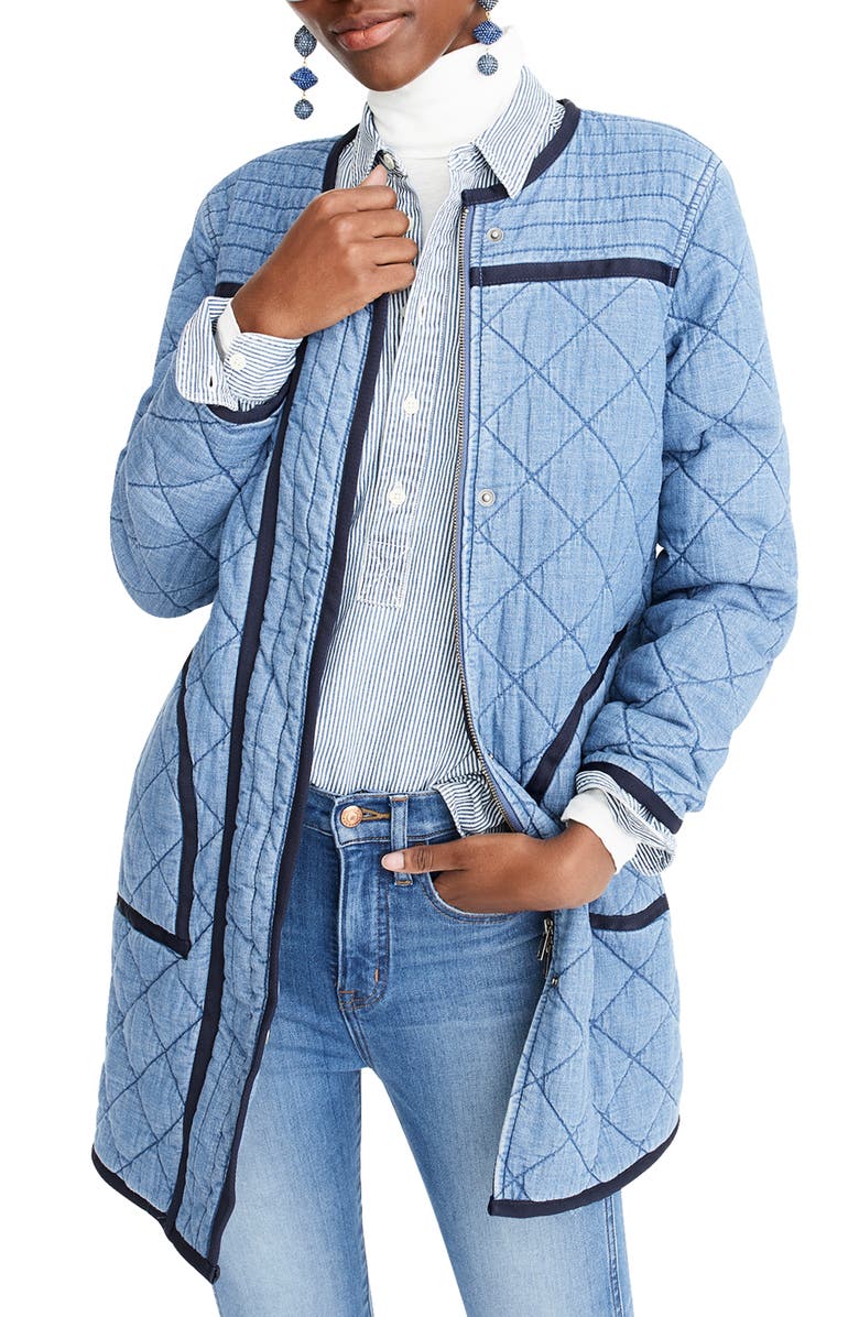 J.Crew Quilted Denim Coat, Main, color,