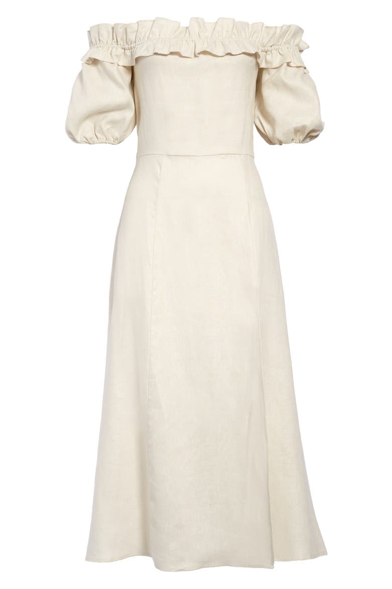 Marley Off the Shoulder Linen Dress, Alternate, color, CREAM