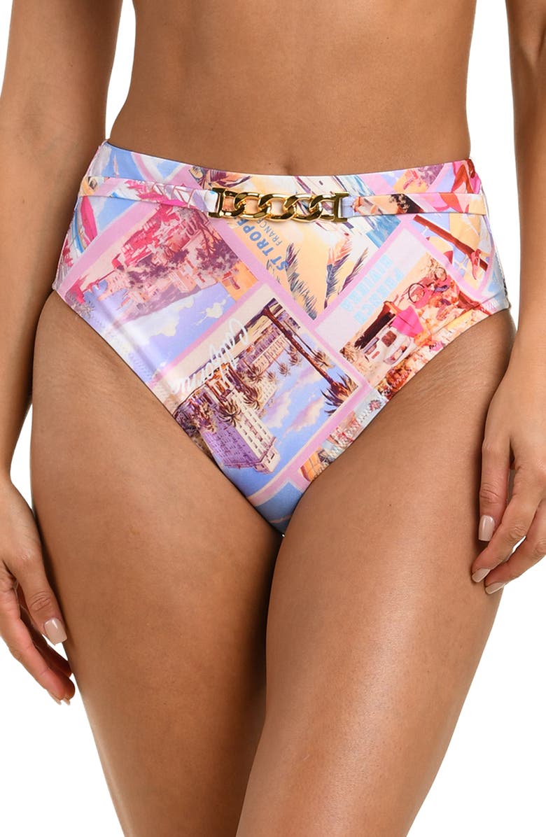 L'AGENCE Vanessa Postcard High Waist Bikini Bottoms, Main, color, 