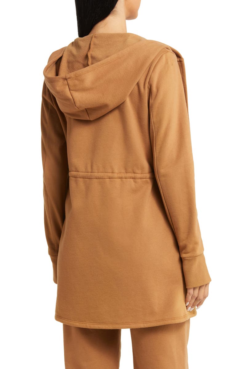 Beyond Yoga On the Go Open Front Hooded Jacket, Alternate, color, Toffee