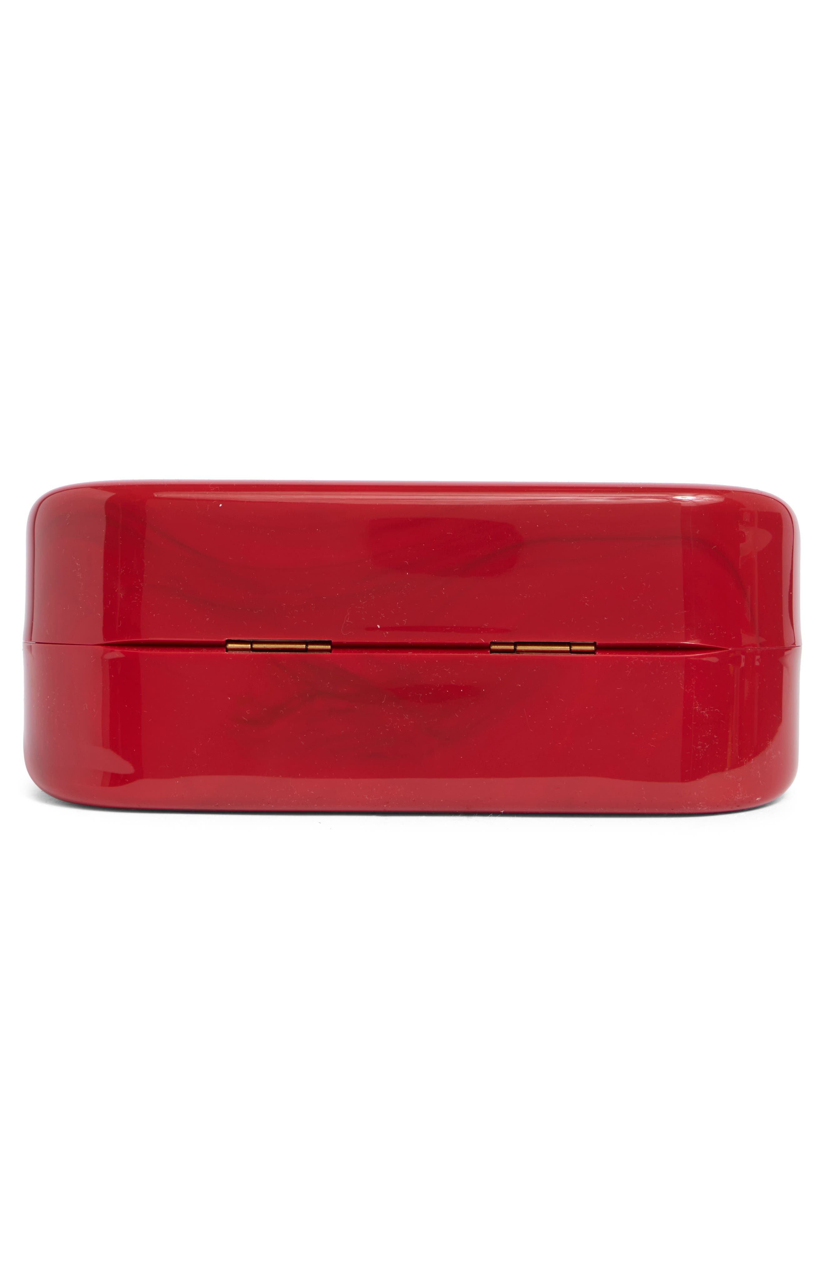 Amara Acrylic Clutch, Alternate, color, VERMILION