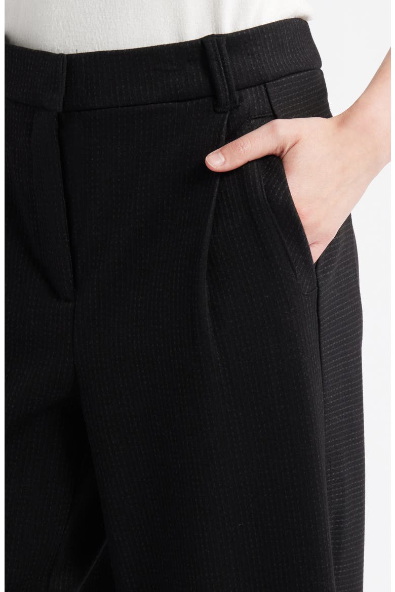 Skyrise Pleated Pinstripe Relaxed Barrel Leg Ankle Trousers, Alternate, color, BLACK