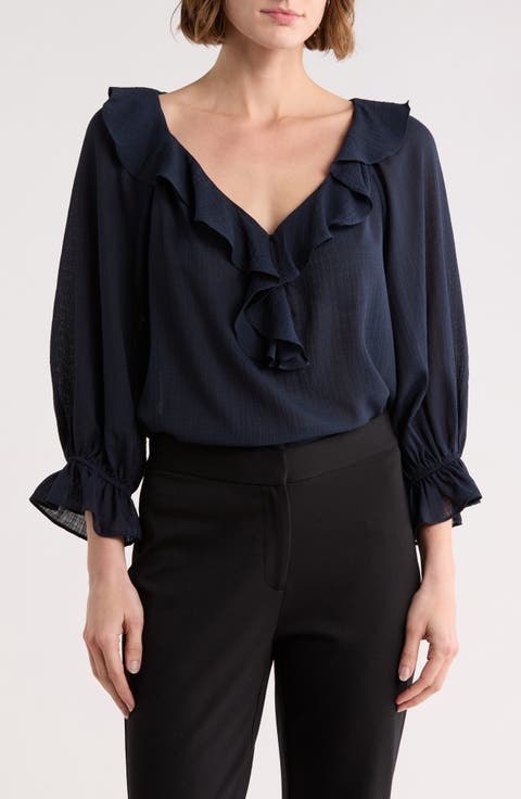 Ruffle V-Neck Top