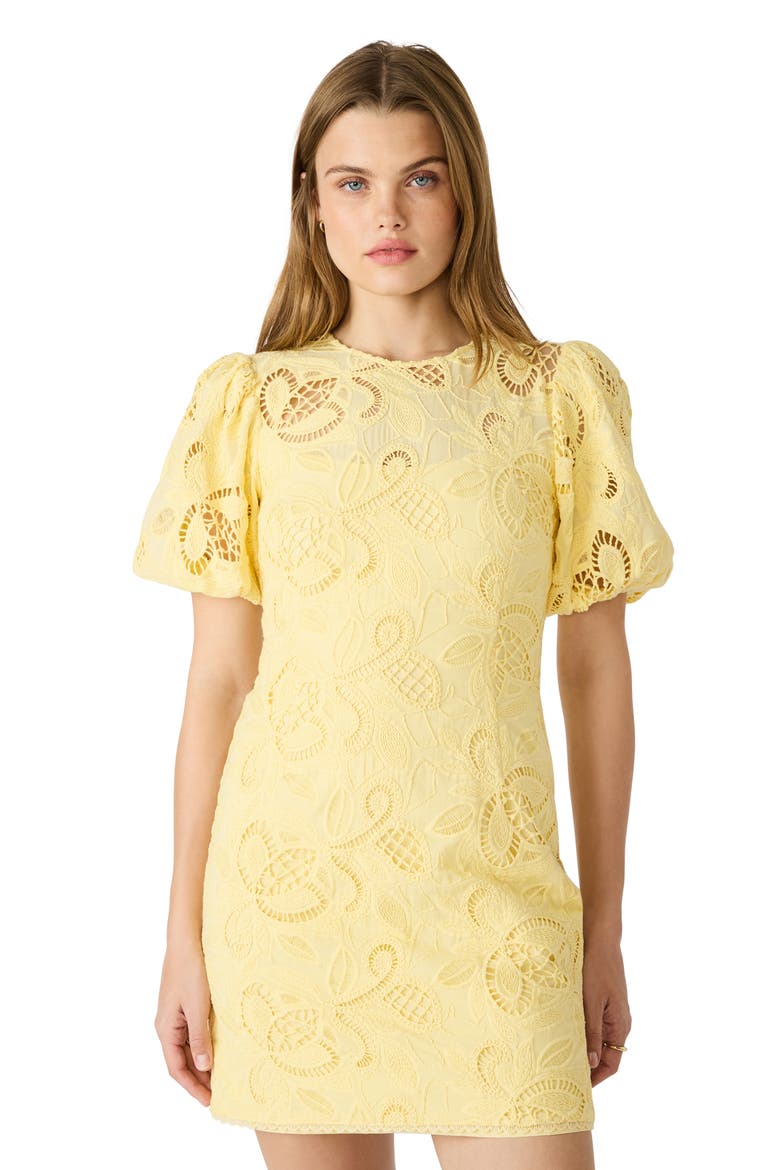 Elly Embroidered Minidress, Alternate, color, PALE YELLOW