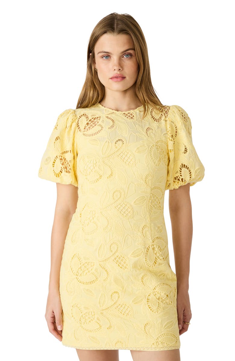Steve Madden Elly Embroidered Minidress, Alternate, color, Pale Yellow