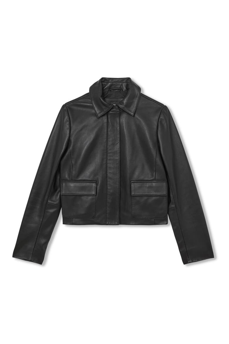 Drew Leather Jacket, Alternate, color, BLACK