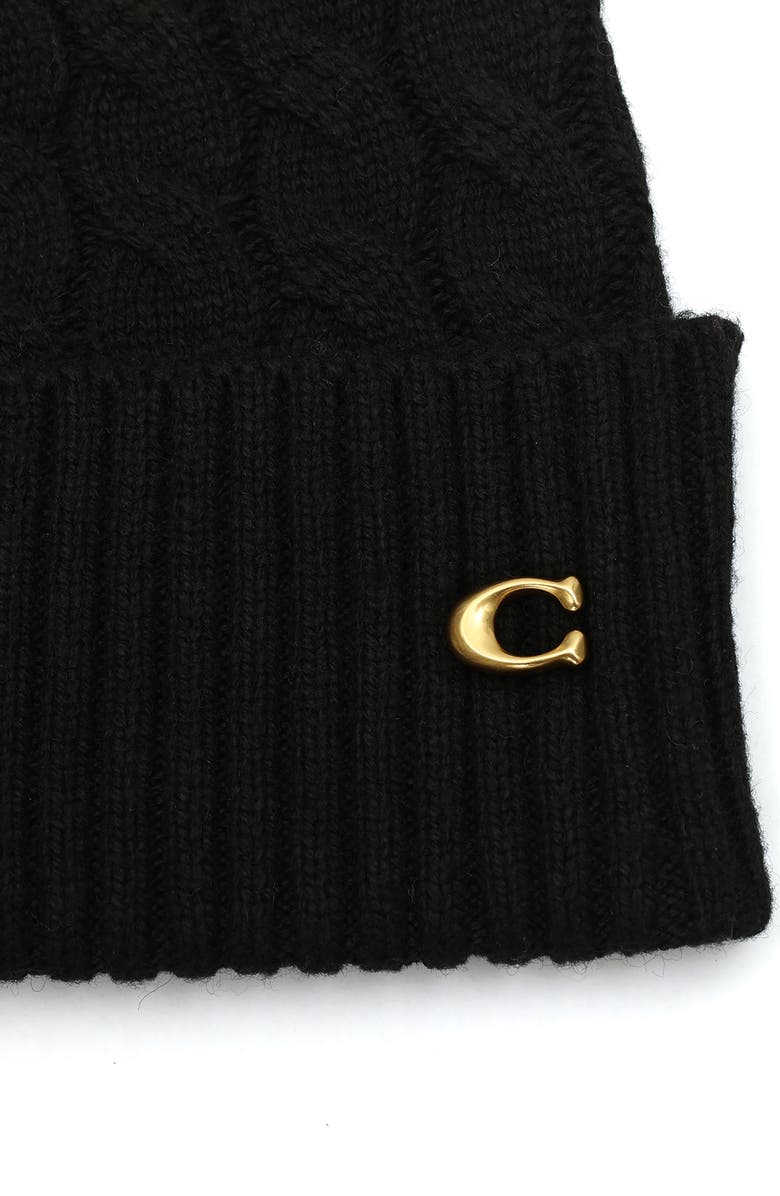 COACH Cable Knit Cuff Beanie, Alternate, color, 