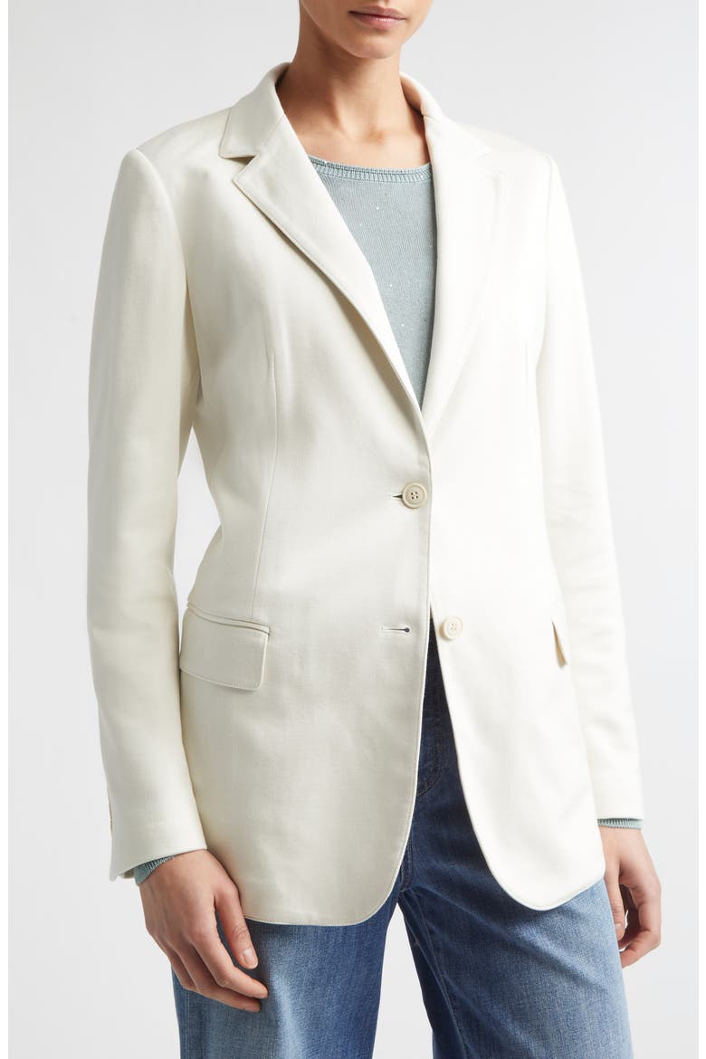 Cotton Blend Knit Jacket with Hoodie Bib Inset, Alternate, color, 00 IVORY