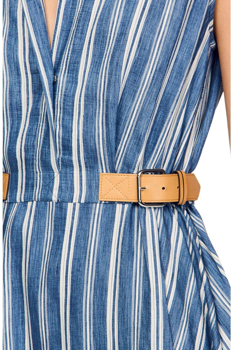 Striped maxi dress with leather tab, Alternate, color, Blu / white