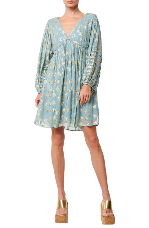 Sallie Metallic Star Print Long Sleeve Minidress