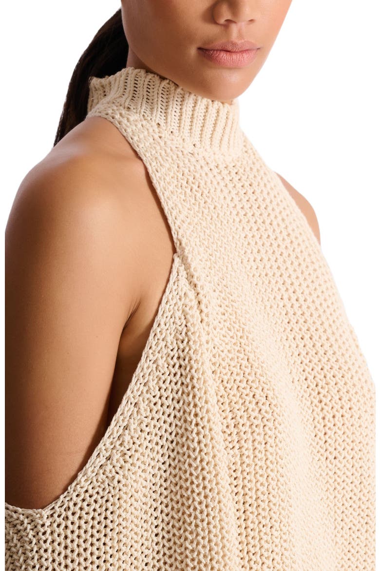 Cotton knit open-shoulder jumper, Alternate, color, beige