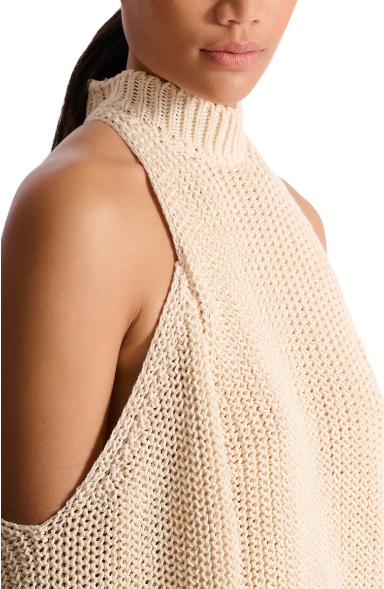 Balmain Cotton knit open-shoulder jumper, Alternate, color, Beige