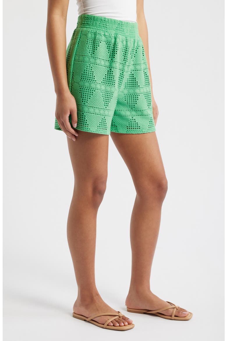 Open Stitch Knit Shorts, Alternate, color, GREENBRIAR