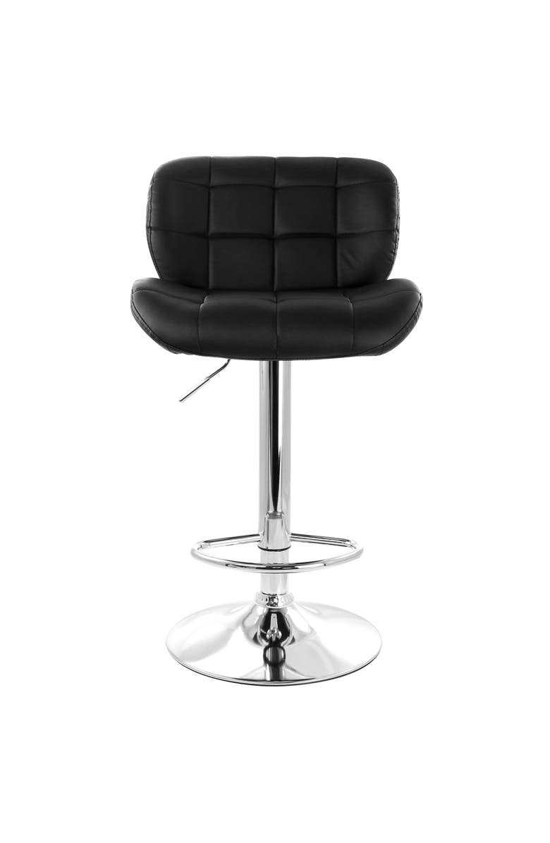 Elama 2 Piece Faux Leather Tufted Bar Stool with Adjustable Height, Alternate, color, Black