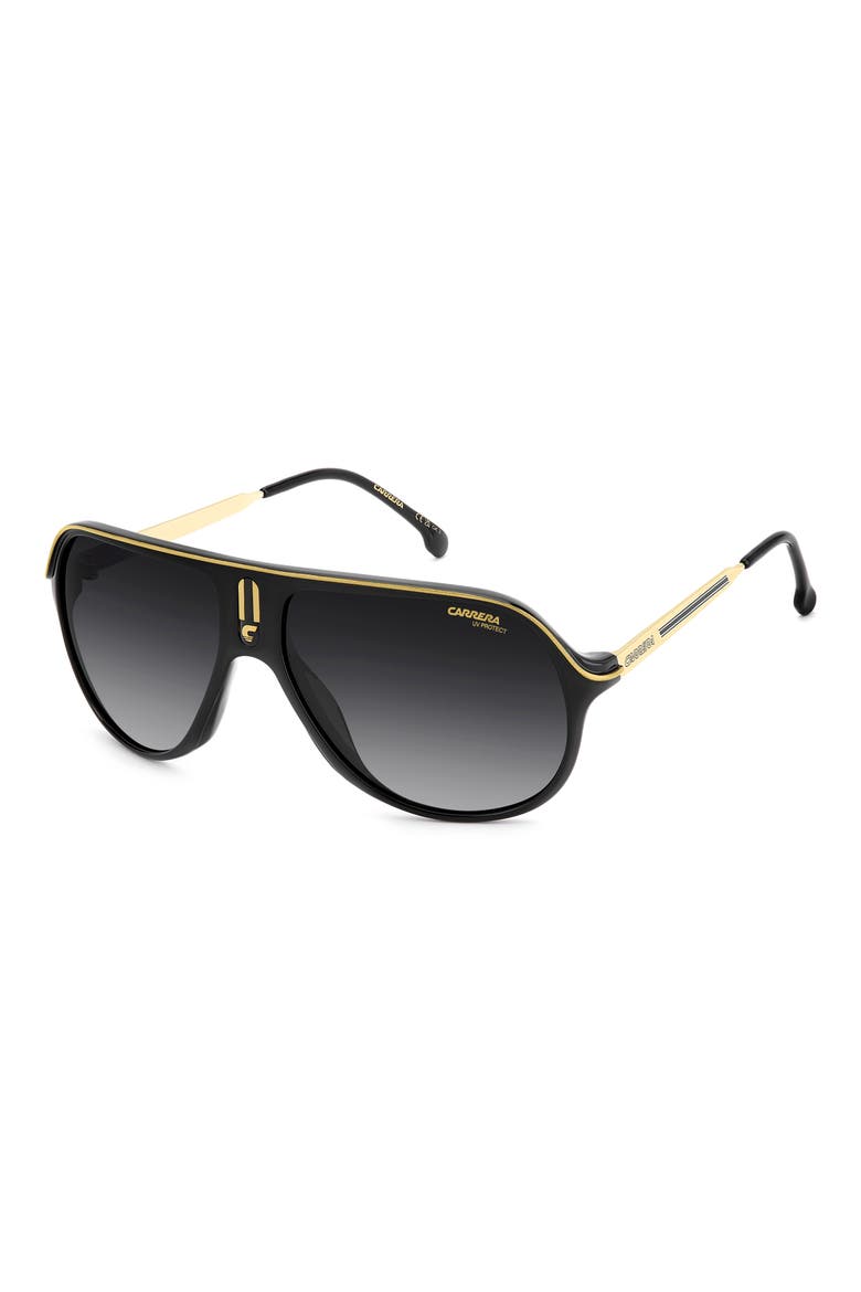Safari 62mm Oversize Gradient Rectangular Sunglasses, Alternate, color, BLACK GOLD/ DARK GREY SF