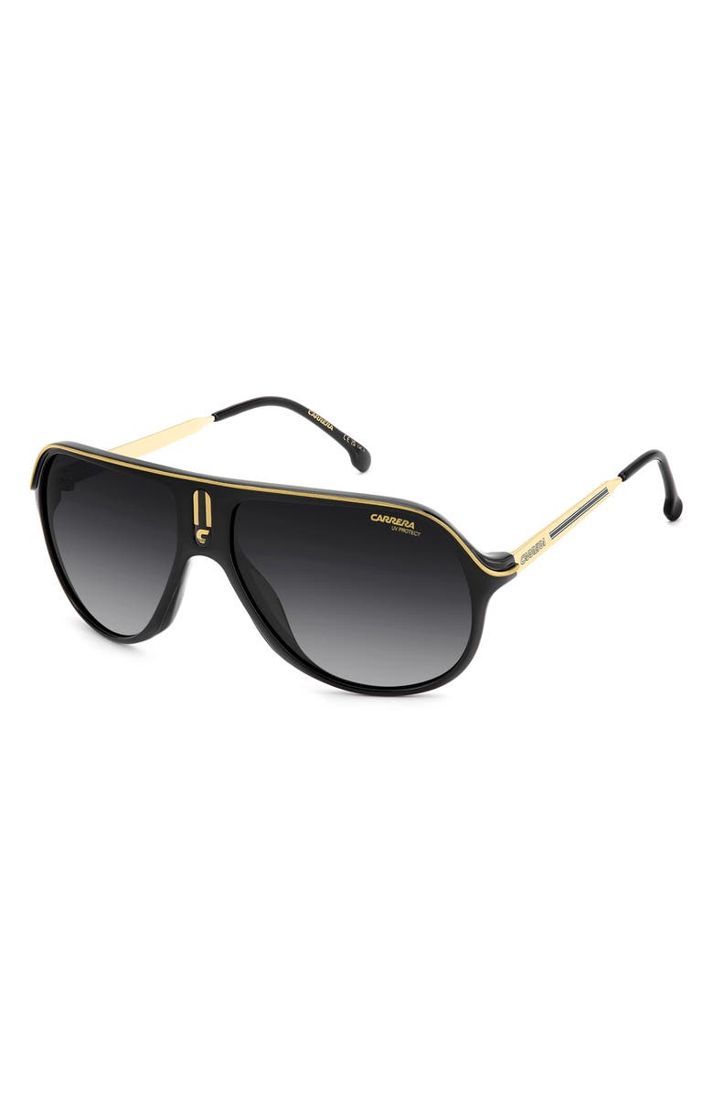 Carrera Eyewear Safari 62mm Oversize Gradient Rectangular Sunglasses, Alternate, color, Black Gold/ Dark Grey Sf