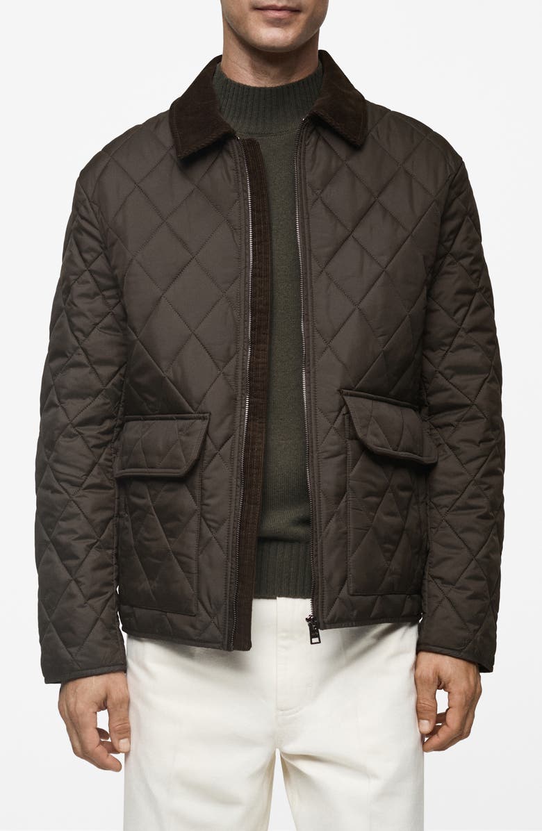 MANGO Hunting Style Water Repellent Quilted Jacket, Main, color, 
