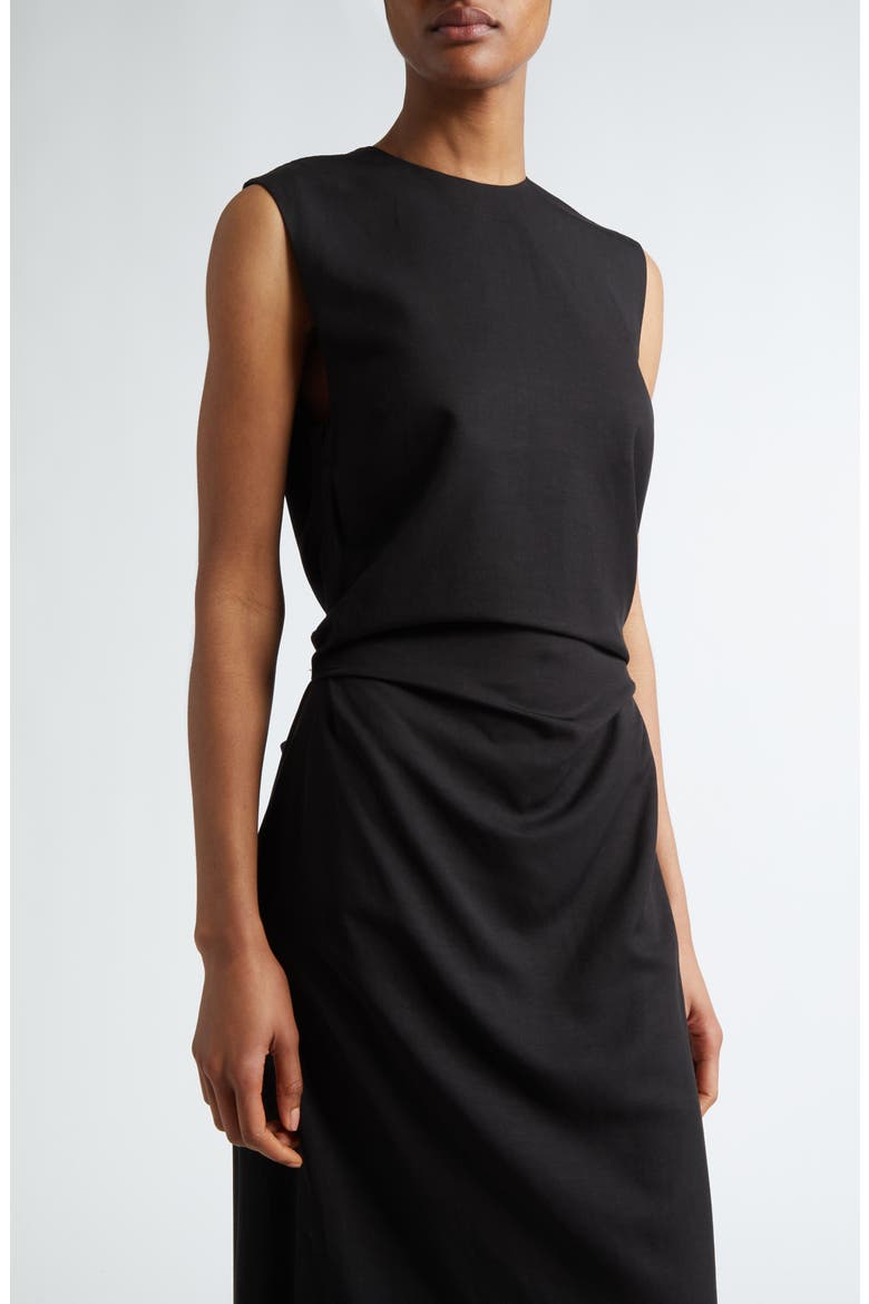 Tie Waist Fluid Drape Maxi Dress, Alternate, color, BLACK