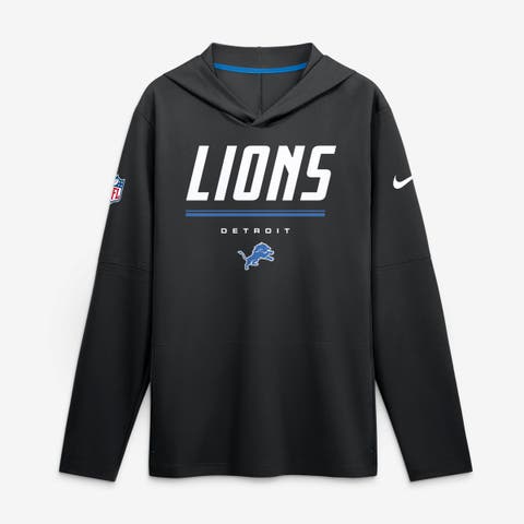Men's Nike Black Detroit Lions Sideline Game On Lightweight Long Sleeve Hooded Dri-FIT Top