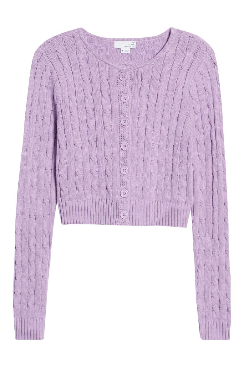 Crop Cable Cardigan, Alternate, color, PURPLE SHEER