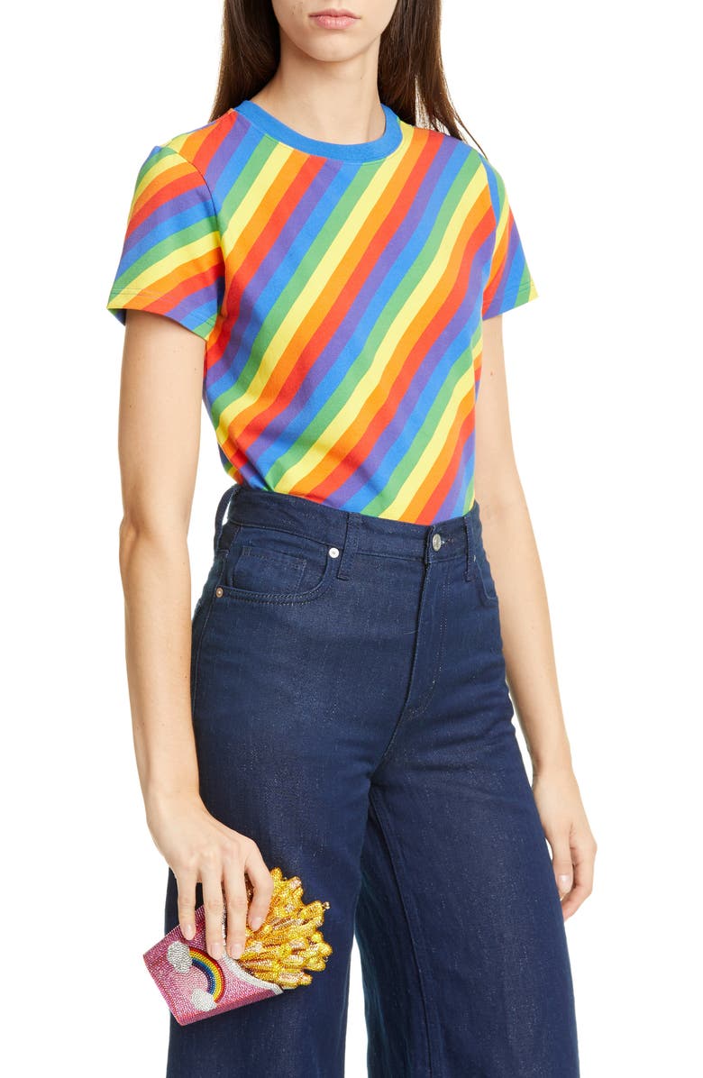 Judith Leiber Rainbow Fries Crystal Embellished Clutch, Alternate, color,