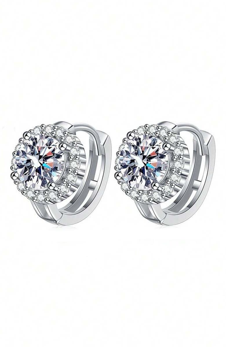 House of Frosted Shari Elizabeth 14K White Gold Plate Sterling Silver White Topaz Stud Earrings, Main, color, White Gold