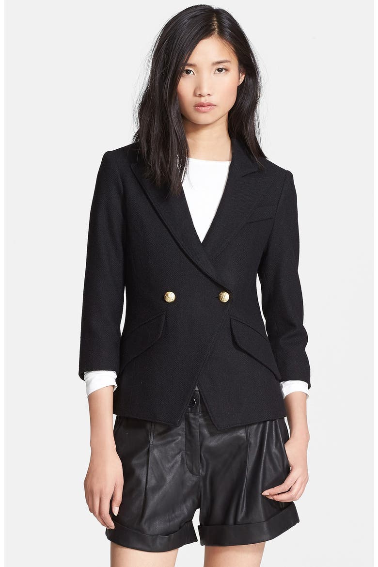 Double Breasted Jacket, Main, color, BLACK
