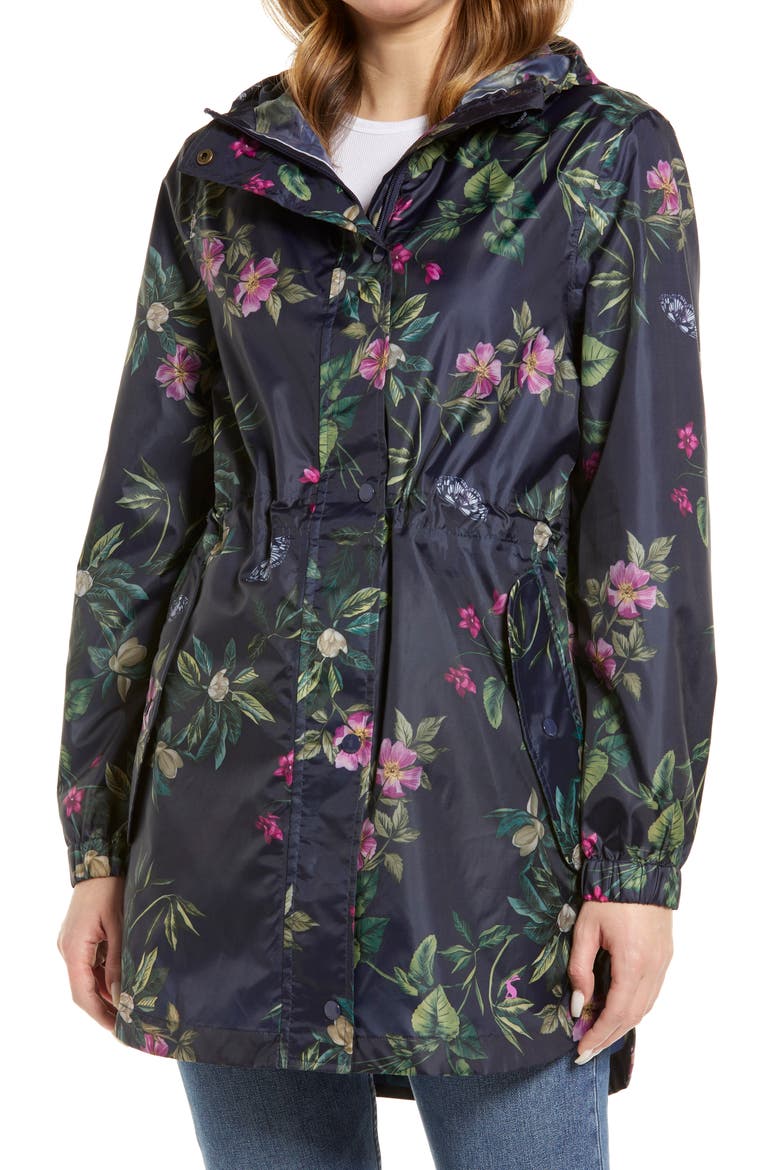 Golightly Waterproof Packable Raincoat, Alternate, color, SPRING WOOD BOTANICAL NAVY