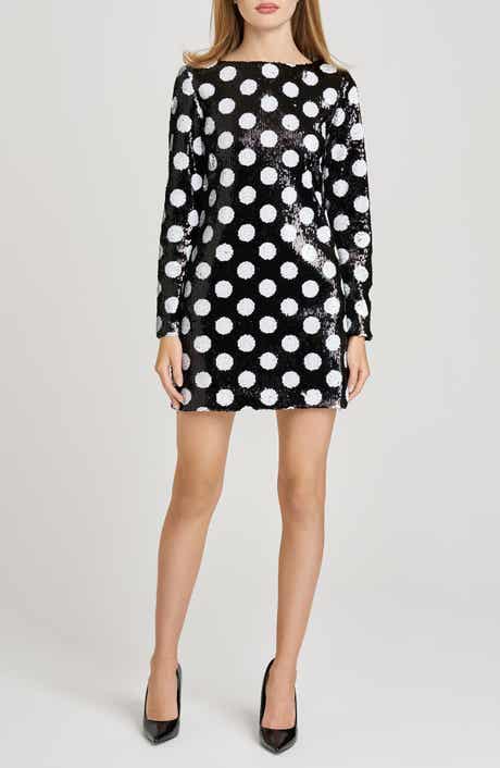 WAYF Betty Polka Dot Long Sleeve Sequin Minidress