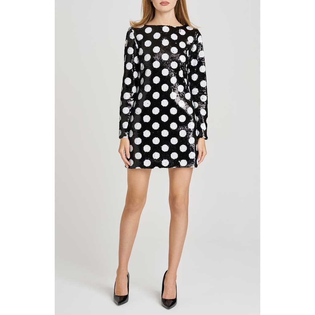 Wayf Betty Polka Dot Long Sleeve Sequin Minidress In Multi