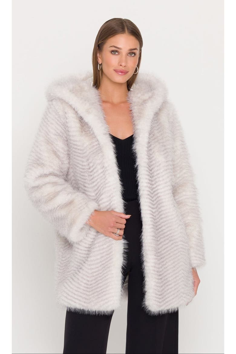 Eden Faux Fur Coat, Main, color, Cream W/ Grey Tip