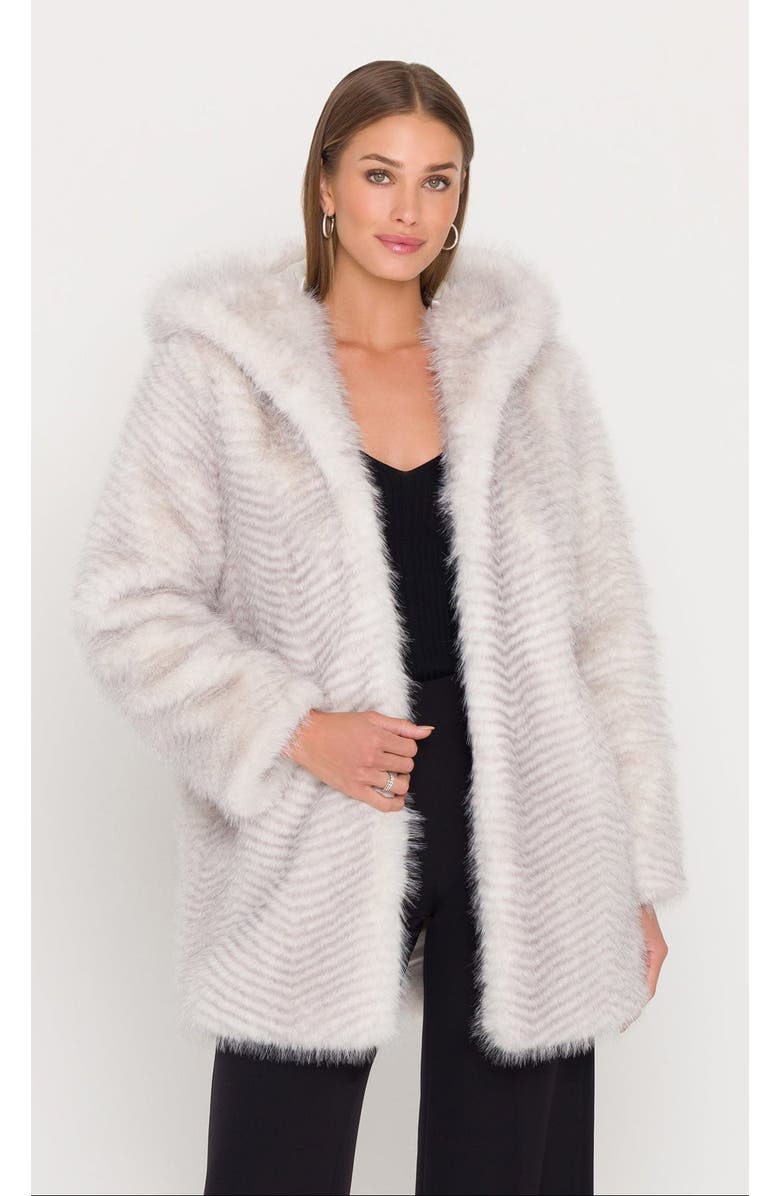Generation Love Eden Faux Fur Coat, Main, color, Cream W/ Grey Tip