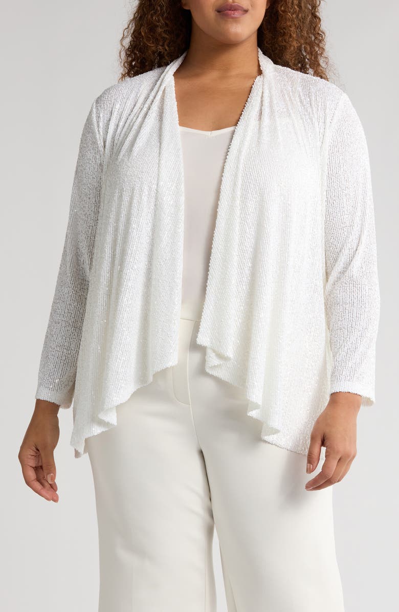 Anne Klein Sequin Mesh Cardigan, Main, color, 