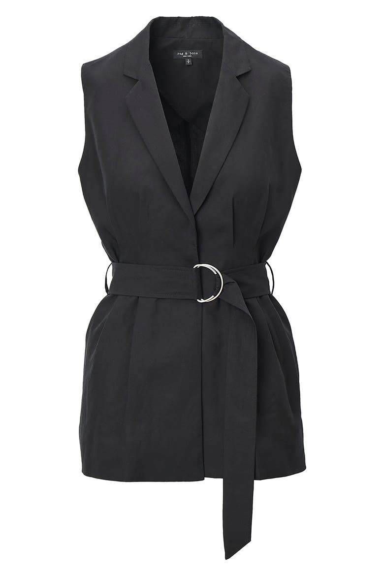 Mandi Belted Vest, Alternate, color, BLACK