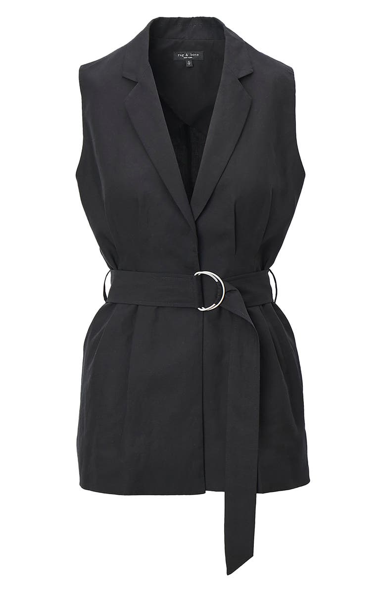 rag & bone Mandi Belted Vest, Alternate, color, Black