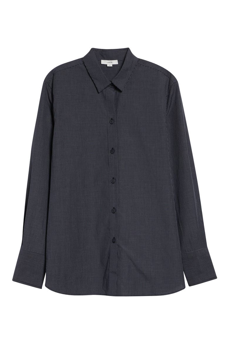 Micro Grid Cotton Button-Up Shirt, Alternate, color, TWILIGHT/ OFF WHITE