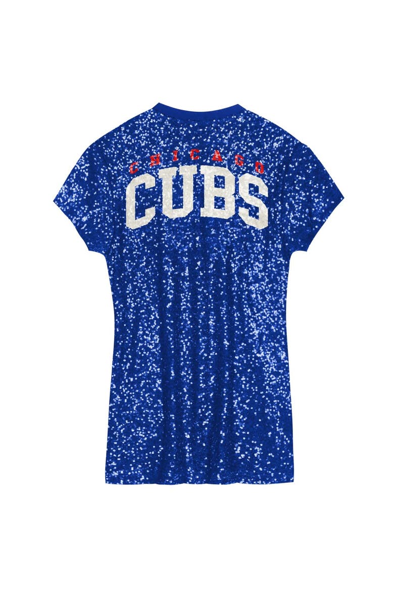 Girls Youth  Royal Chicago Cubs Sequin V-Neck Dress, Alternate, color, Royal