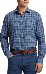 Ralph Lauren Purple Label Aston Plaid Brushed Cotton Button-Up Shirt